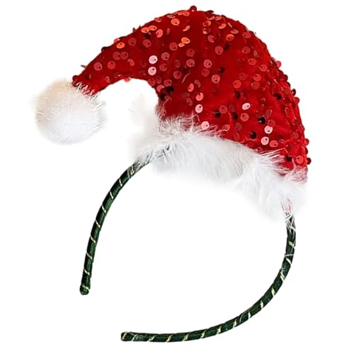 Zkydhbd Pailletten Hat Stirnband Weihnachten Kopfwege Weihnachtsfeier Foto Requisiten Party Kopfwege Cosplay Accessoires Kinder Santa Hat Stirnband von Zkydhbd