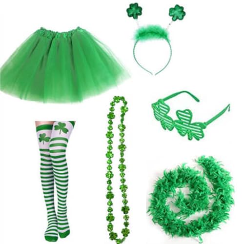 Zkydhbd Patrick Kostüm Set Shamrock Brille Sash Streifen Strumpfhosen Für Partykostüm Irish Festival Accessoire Patrick's Day Ankleidezubehör Zkydhbd Patrick Kostüm Set Shamrock Brille Sash Streifen Strumpfhosen Für Partykostüm Irish Festival Accessoire Patrick's Day Ankleidezubehör von Zkydhbd