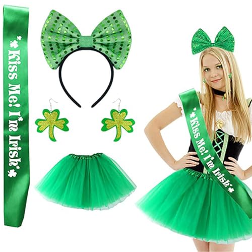 Zkydhbd Patrick Kostüm Set Shamrock Brillen Bögen Stirnband Tutus Rock Für Partykostüm Irish Festival Accessoire Patrick's Day Ankleidung Accessoires Zkydhbd Patrick Kostüm Set Shamrock Brillen Bögen Stirnband Tutus Rock Für Partykostüm Irish Festival Accessoire Patrick's Day Ankleidung Accessoires von Zkydhbd