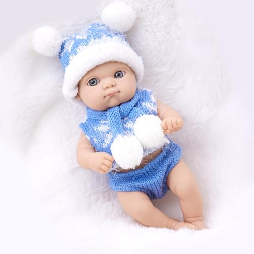 Zkydhbd Realistische 8 Zoll Vinyls Neugeborene Mädchen Babypuppen Realistische Kinderspielzeug Weiche Vinyls Bewegbare Gliedmaßen Sammlerbabypuppe Mit Kleidung von Zkydhbd
