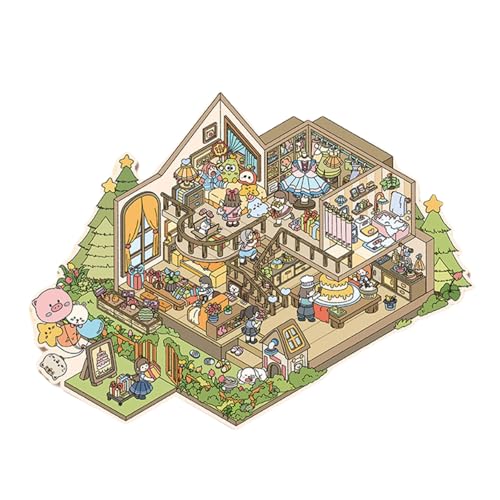 Zkydhbd Realistische Miniaturvilla Szenenaufkleber Für Notebooks Scrapbooking Wall Und Creative Project Decoration Stapelabziehbilder von Zkydhbd