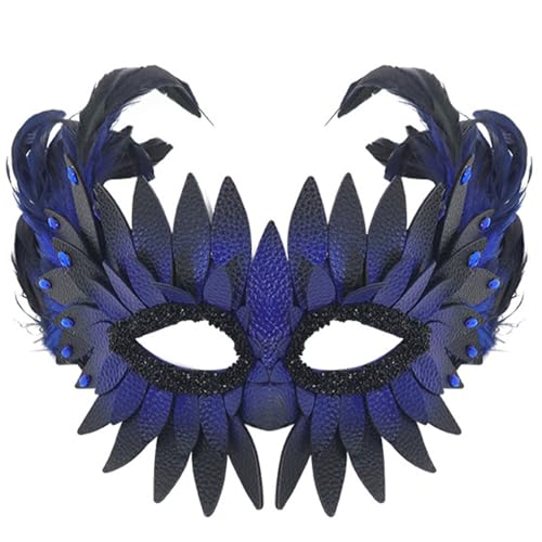 Zkydhbd Stilvolle Halbgesichts Maskerade Maske Mit Verstellbarer Eule Gefiedertes Praktisches PU Für Themenveranstaltungen Und Cosplay Elegante Eulenfedermaske von Zkydhbd