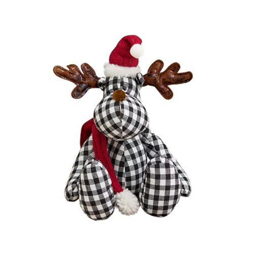 Zkydhbd Stylish Kariertes Mustertuch Hirsch Plushie Hirsch Hirschspielzeug Weicher Und Stabiler Hirschfiguren Für Jede Partyumgebung von Zkydhbd