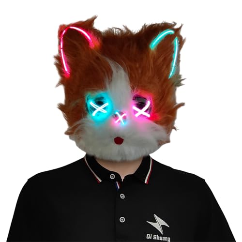 Zkydhbd Süße Katzengesichtsmaske LED LEGLING Full Face Maske Tierkatze Maske Für Party Halloween Masquerade Cosplay Kostüm Unisex Zkydhbd Süße Katzengesichtsmaske LED LEGLING Full Face Maske Tierkatze Maske Für Party Halloween Masquerade Cosplay Kostüm Unisex von Zkydhbd