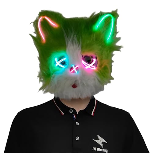 Zkydhbd Süße Katzengesichtsmaske LED LEGLING Full Face Maske Tierkatze Maske Für Party Halloween Masquerade Cosplay Kostüm Unisex Zkydhbd Süße Katzengesichtsmaske LED LEGLING Full Face Maske Tierkatze Maske Für Party Halloween Masquerade Cosplay Kostüm Unisex von Zkydhbd