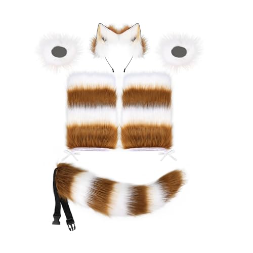 Zkydhbd Wolf Ears Stirnband Long Tail Animal Cosplay Kostüm Kits Für Kid Adult Birthday Halloween Party Anime Cosplay Dress Up Fairy Kostüm Für Mädchen Fee Kostüm Kleinkind Fee Kostüm Accessoires Fee von Zkydhbd