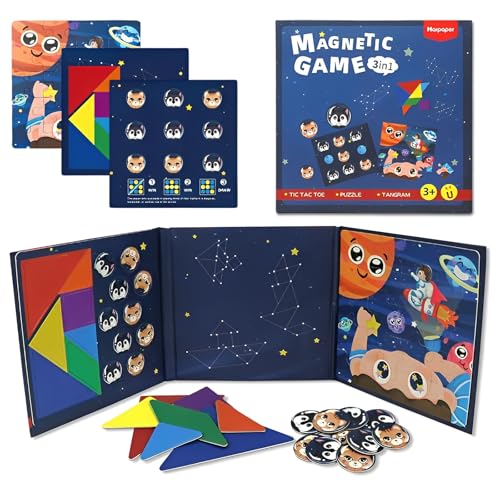 Zliger Magnetspiel ab 2 3 Jahre, Magnetische Puzzle für Kinder mit Backgammon, Tangram und Weltraumpuzzle, Magnet Puzzle Ab 3 Jahre für Kinder, Kindergeburtstag Geschenke von Zliger