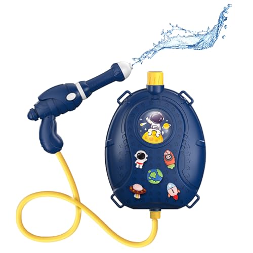 Zliger Rucksack Wasserpistole für Kinder, 1500 ml Große Wasserpistole Spielzeug Cartoon Astronaut Sprinkler Rucksack 8-Meter-Strahlwasserpistole für Outdoor-Aktivitäten und Strände im Sommer von Zliger