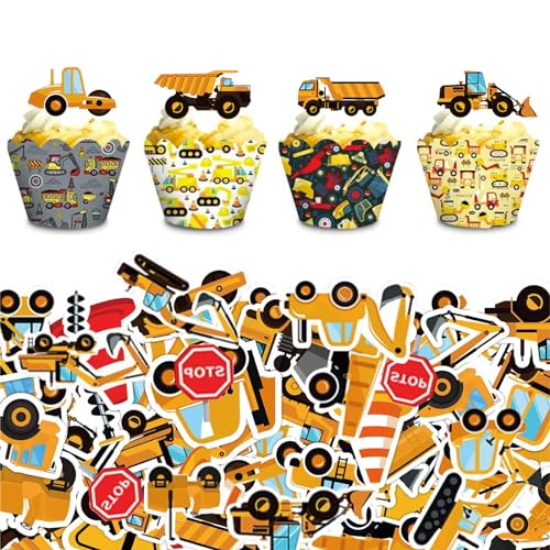Baufahrzeug Cupcake Topper, 64 Stück Klebreispapier Essbar Torten Deko Baustelle Muffin Cake Topper Tortendeko Cupcake Deko für Kinder Geburtstag Baufahrzeug Cupcake Topper, 64 Stück Klebreispapier Essbar Torten Deko Baustelle Muffin Cake Topper Tortendeko Cupcake Deko für Kinder Geburtstag von ZmdecQna
