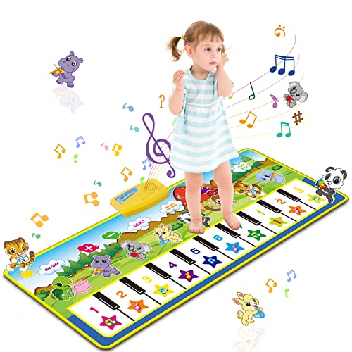 m zimoon Kinder Klaviermatte, Baby Musikmatte Spielzeug ab 1 Jahr, Musik Tanzmatte mit 10 Klaviertasten, Lernspielzeug Geschenke für Jungen Mädchen Kleinkinder (100 * 36cm) von m zimoon