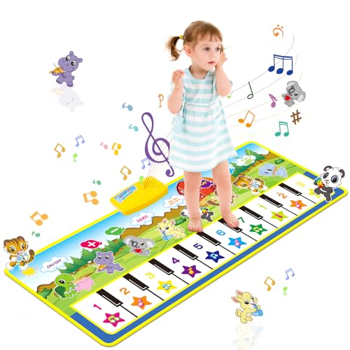 m zimoon Kinder Klaviermatte, Baby Musikmatte Spielzeug ab 1 Jahr, Musik Tanzmatte mit 10 Klaviertasten, Lernspielzeug Geschenke für Jungen Mädchen Kleinkinder (100 * 36cm) von m zimoon