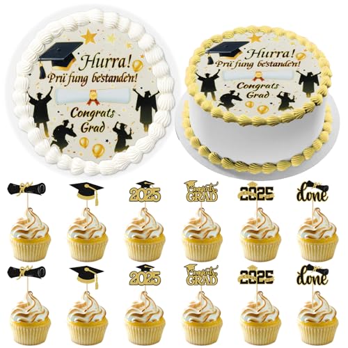 2025 Abschluss Tortendeko,12 Stück Glitzer 2025 Graduation Cupcake Toppers,mit 1 Stück Essbare Tortenaufleger,Abschluss Deko,Bachelor Hut Deko für Abschlussparty,Graduation Cake Decorations 2025 Abschluss Tortendeko,12 Stück Glitzer 2025 Graduation Cupcake Toppers,mit 1 Stück Essbare Tortenaufleger,Abschluss Deko,Bachelor Hut Deko für Abschlussparty,Graduation Cake Decorations von Znnhnn