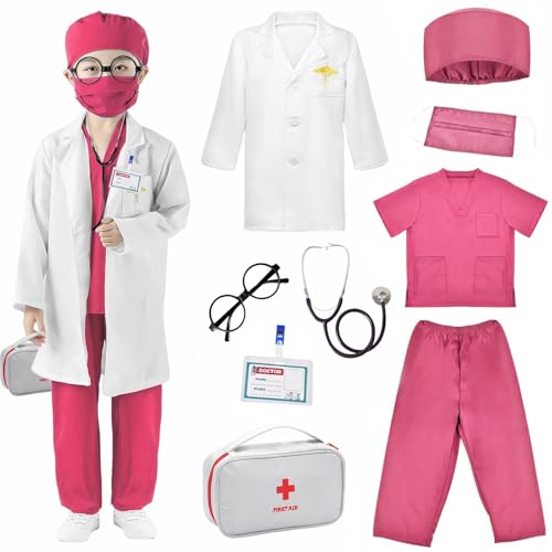 9 Stück Arzt Kostüm Kinder Arztkittel Kostüm Verkleidung Arzt Spielzeug Rollenspiel Kostüme Zubehör Für Fasching Halloween Cosplay Party Geschenke Für 5 6 Jahre Jungen Mädchen (Rosa) 9 Stück Arzt Kostüm Kinder Arztkittel Kostüm Verkleidung Arzt Spielzeug Rollenspiel Kostüme Zubehör Für Fasching Halloween Cosplay Party Geschenke Für 5 6 Jahre Jungen Mädchen (Rosa) von Znnhnn