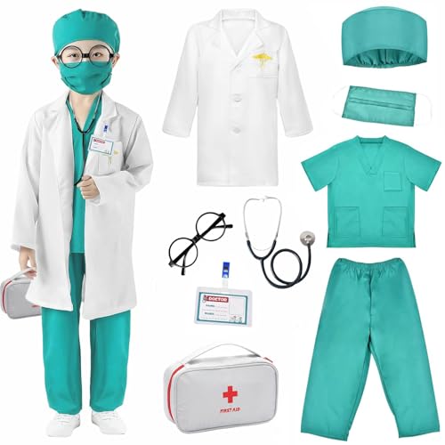 9 Stück Arzt Kostüm Kinder Arztkittel Kostüm Verkleidung Arzt Spielzeug Rollenspiel Kostüme Zubehör Für Fasching Halloween Cosplay Party Geschenke Für 5 6 Jahre Jungen Mädchen (Blau) 9 Stück Arzt Kostüm Kinder Arztkittel Kostüm Verkleidung Arzt Spielzeug Rollenspiel Kostüme Zubehör Für Fasching Halloween Cosplay Party Geschenke Für 5 6 Jahre Jungen Mädchen (Blau) von Znnhnn