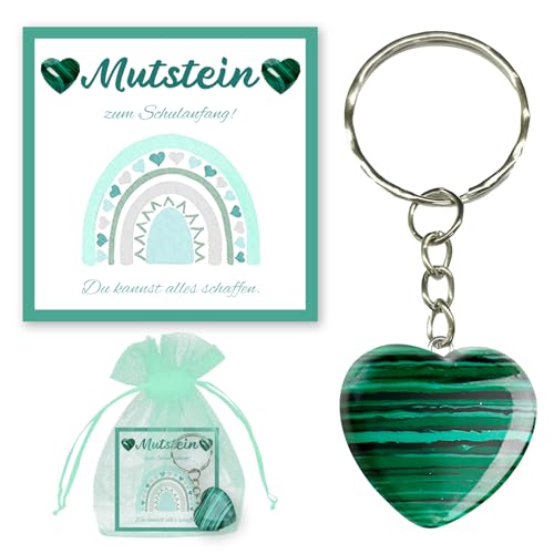 Znnhnn Mutstein für Kinder Einschulung, Glückssteine Schlüsselanhänger mit Grußkarte und Organza Beutel, Einschulung Geschenk Glückssteine Mädchen, Glücksbringer Kinder, Schultüte Füllung von Znnhnn