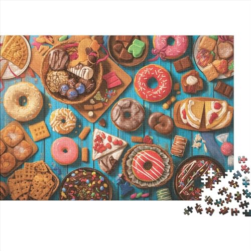 Donuts Dessert 1000 Puzzleteile Für Die Ganze Familie Lernspiel Delicious Food 1000 Teile Puzzle Holz Puzzles Lernspiel Geeignet Für Erwachsene 1000pcs (75x50cm) von Znnnnnny