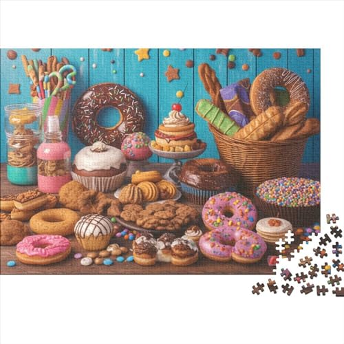 Donuts Dessert 300 Puzzleteile Für Die Ganze Familie Farbenfrohes Legespiel Abwechslungsreiche Delicious Food 300 Teile Puzzle Geschicklichkeitsspiel Geeignet Für Erwachsene 300pcs (40x28cm) von Znnnnnny