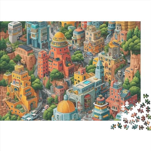 Romantic Town 1000 Puzzleteile Für Die Ganze Familie Abwechslungsreiche City Walk 1000 Teile Puzzle Geschicklichkeitsspiel Geeignet Für Erwachsene 1000pcs (75x50cm) von Znnnnnny