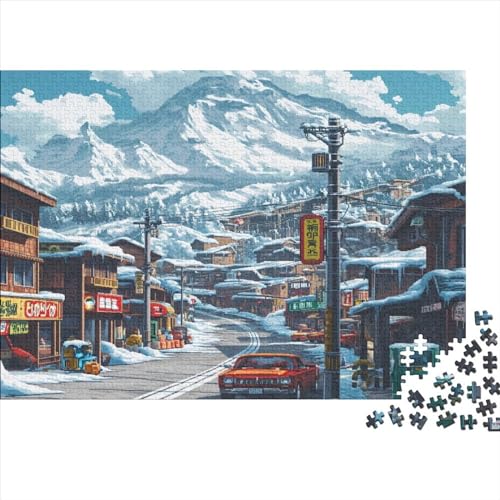 Romantic Town 1000 Puzzleteile Für Die Ganze Familie Lernspiel Snow Mountain Town 1000 Teile Puzzle Geschicklichkeitsspiel Geeignet Für Erwachsene 1000pcs (75x50cm) von Znnnnnny