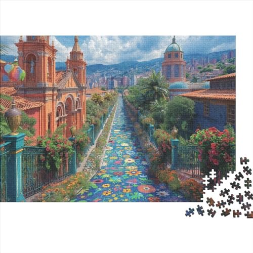 Romantic Town 500 Puzzleteile Für Die Ganze Familie Lernspiel City Walk 500 Teile Puzzle Holz Puzzles Lernspiel Geeignet Für Erwachsene 500pcs (52x38cm) von Znnnnnny