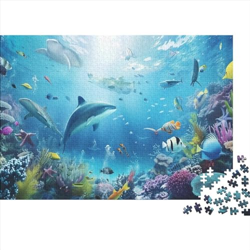 Underwater World 1000 Puzzleteile Für Die Ganze Familie Farbenfrohes Legespiel Abwechslungsreiche Blue Whale 1000 Teile Puzzle Geschicklichkeitsspiel Geeignet Für Erwachsene 1000pcs (75x50cm) von Znnnnnny