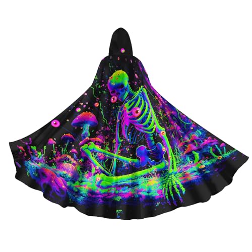 Zntuv Halloween-Kapuzenumhang für Männer und Frauen, Umhang mit Kapuze, Mittelalter-Cosplay, Zauberer, Hexenkostüme, Totenkopf Halloween, One Size Adult Hooded Cloak von Zntuv