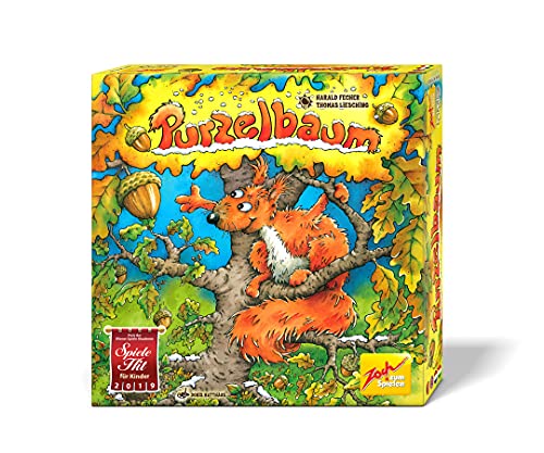 Zoch 601105128 Purzelbaum - dreidimensionales Geschicklichkeits- und Memoryspiel, mit Holzbaum und Nüssen, 2-4 Spieler, für Kinder ab 4 Jahren von Zoch