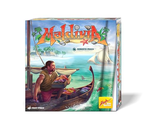 Zoch 601105173 - Maldivia (Brettspiel) - außergewöhnliches Gesellschaftsspiel mit innovativem Spielfeld aus faltbarem Tuch, für Kinder ab 8 Jahre, 2-4 Spieler, ca. 30 Min. Spieldauer von Zoch