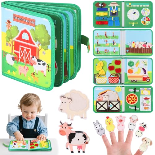 Zocipro Bauernhof Busy Board Spielzeug ab 1 2 3 4 Jahre, Busy Book aus weichem Filz Montessori Spielzeug, Quiet Book Reisespielzeug, Vorschule Lernaktivitäten Entwickelnde Sensorische von Zocipro