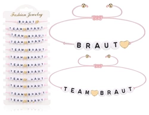 ZoeTekway 12 Stück Team Braut Armbänder, JGA Armbänder Set für Frauen Team Braut, Einstellbar Team Braut Armbänder, Hochzeit Party Accessoires ZoeTekway 12 Stück Team Braut Armbänder, JGA Armbänder Set für Frauen Team Braut, Einstellbar Team Braut Armbänder, Hochzeit Party Accessoires von ZoeTekway