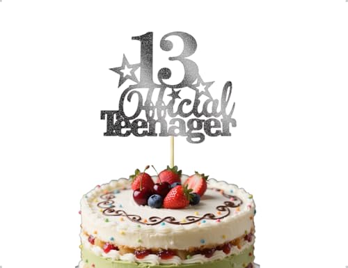 ZoeTekway 13.Geburtstag Tortendeko,13th Official Teenager Glitter Mädchen Jungen Birthday Kuchen Dekoration,verwendet für Partys,Geschäftsveranstaltungen,Kekse(Schwarz) von ZoeTekway