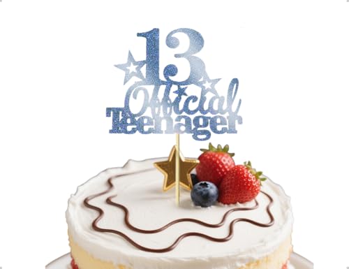 ZoeTekway 13.Geburtstag Tortendeko,13th Official Teenager Glitter Mädchen Jungen Birthday Kuchen Dekoration,verwendet für Partys,Geschäftsveranstaltungen,Obst(Blau) von ZoeTekway