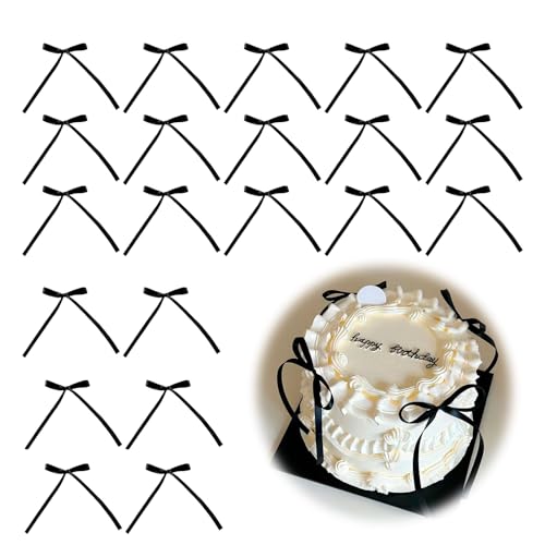 30 Stück Torten Deko Schwarz, Schwarze Schleifen Deko Tortendeko Hochzeit Tortendeko Schleife Hochzeitstorte Deko Cake Topper Geburtstag für Brautparty Geburtstag Valentinstag Hochzeit von ZoeWei