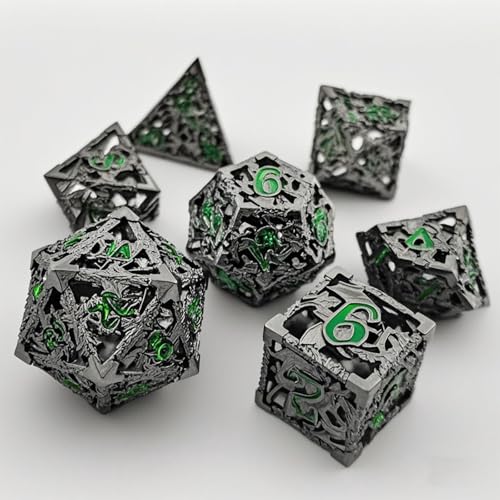 DND Würfel Set, 7-teilig Hohle 3D Drachen Metall D&D Würfel Polyedrische Scharfer Kante Würfelset Dungeons and Dragons Würfel für D&D MTG RPG Pathfinder von ZoeWei
