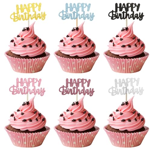 Geburtstag Cupcake Toppers, 24 Stück Happy Birthday Geburtstagsdeko, Alles Gute zum Geburtstag Kuchendekoration für Geburtstagsfeier Zubehör Party Dekoration Geburtstag Cupcake Toppers, 24 Stück Happy Birthday Geburtstagsdeko, Alles Gute zum Geburtstag Kuchendekoration für Geburtstagsfeier Zubehör Party Dekoration von ZoeWei