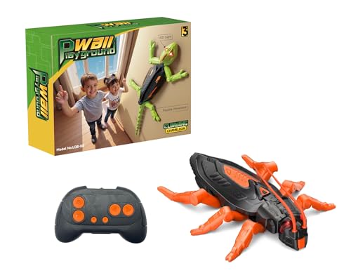 Ferngesteuert Wall Crawler Gecko, der an Wänden Decken Entlang Krabbelt, Wiederaufladbar Chamäleon, mit leuchtenden LED-Augen, Realistische Bewegunge, Spielzeug für Kinder ab 4+ Jahren (Kakerlake) von Zoelele