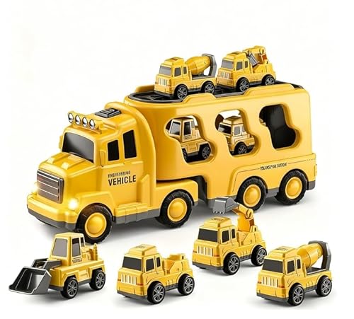 Zoelele Kinder Bauwagen Spielzeug LKW, für Kleinkinder Jungen Mädchen4 5 6 Jahre alt, 7 in 1 Kleinkind LKWs Spielzeug Mit Licht und Musik, Weihnachten Geburtstag Geschenk von Zoelele
