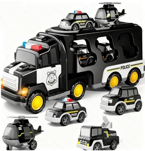 Zoelele Polizei LKW Spielzeug, für Kleinkinder Jungen Mädchen4 5 6 Jahre alt, 7 in 1 Kleinkind LKWs Spielzeug Mit Licht und Musik, Weihnachten Geburtstag Geschenk von Zoelele