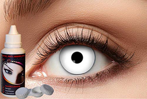 Eyecatcher 10118536 - Kombilösung und 1 Paar farbige Kontaktlinsen, für 12 Monate, weiß, Halloween, Karneval, Fasching von Zoelibat