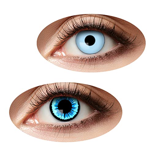 Zoelibat Eyecatcher 84524541 - DUO Wochenlinsen ohne Sehstärke, Hellblau und Blau, 1 Paar Kontaktlinsen farbig, Halloween und Karneval von Zoelibat