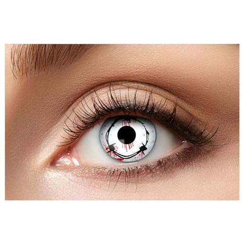 Eyecatcher 84080341-802 - Farbige Kontaktlinsen, 1 Paar, für 12 Monate, Weiß, Karneval, Fasching, Halloween von Zoelibat