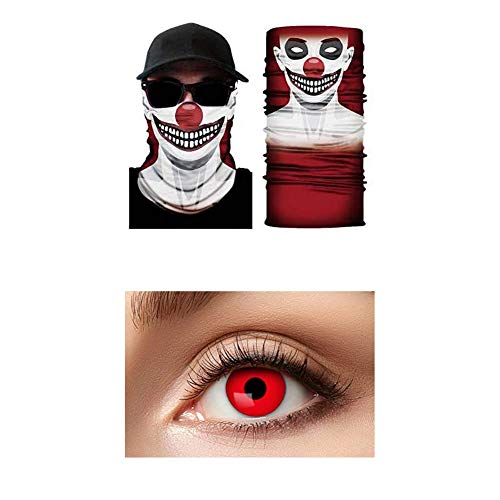 Zoelibat - Schlauchschal Clown mit Kontaktlinsen für Halloween, Mottoparty, Karneval von Zoelibat