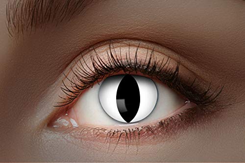 Eyecatcher 84027541-476 - Farbige UV-Kontaktlinsen, 1 Paar, für 12 Monate, Weiß leuchtend, Karneval, Fasching, Halloween von Zoelibat