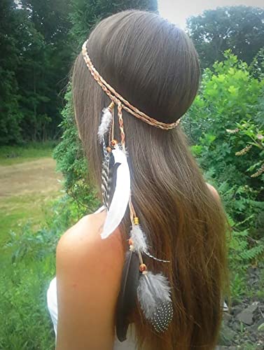 Zoestar Boho-Feder-Stirnband, indischer Vintage-Kopfschmuck, Perlen, Hippie-Kopfkette, Festival-Haarschmuck für Damen und Mädchen Zoestar Boho-Feder-Stirnband, indischer Vintage-Kopfschmuck, Perlen, Hippie-Kopfkette, Festival-Haarschmuck für Damen und Mädchen von Zoestar