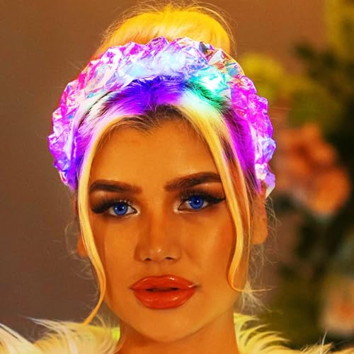 Zoestar Leuchtendes Stirnband, LED-Leucht-Haarband, geflochtener Haarreifen, Festival-Kostüm, Nachtclub, Party, Haarschmuck für Damen (B) von Zoestar
