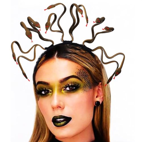 Zoestar Medusa Schlangen-Stirnband, griechische Göttin, Kopfschmuck, Halloween-Kostüm, Haarreif, ägyptische Verkleidung, Party, Haarschmuck für Damen und Mädchen (Gold) von Zoestar
