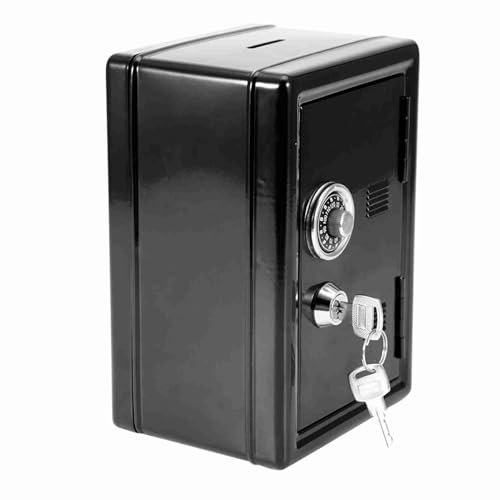 Piggy Bank, Safe Bank, Bargeld können Bank, Geldsparbox mit Schloss und 2 Schlüssel, Geld Jar für die Toy Bank Erwachsene sparen (Black) von Zoeyilan
