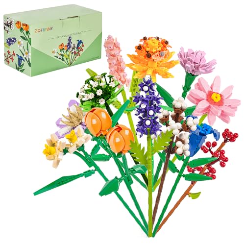 Zofunny Blumenstrauß-Bauset, 12 einzelne Wildblumen-botanische Sammlung, Bauspielzeug für Kinder und Erwachsene, Heimdekoration, Geschenk für Muttertag, Valentinstag, Geburtstag, Weihnachtstag Zofunny Blumenstrauß-Bauset, 12 einzelne Wildblumen-botanische Sammlung, Bauspielzeug für Kinder und Erwachsene, Heimdekoration, Geschenk für Muttertag, Valentinstag, Geburtstag, Weihnachtstag von Zofunny