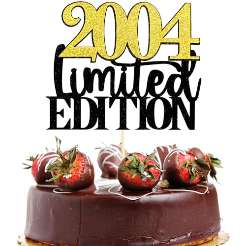 Limitierte Auflage 2004 Tortenaufsatz "Happy 21st Birthday", Schwarz / Gold, Glitzer, Tortenaufsatz, Cheers to 21 Years Birthday Party Dekorationen für Männer und Frauen Limitierte Auflage 2004 Tortenaufsatz "Happy 21st Birthday", Schwarz / Gold, Glitzer, Tortenaufsatz, Cheers to 21 Years Birthday Party Dekorationen für Männer und Frauen von ZogCowy