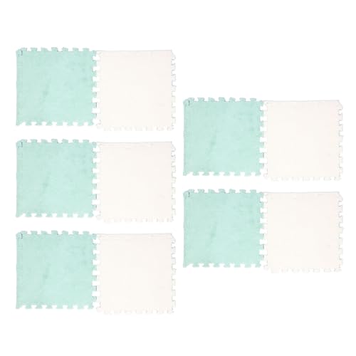 Zohisin 10pcs plüschschaum ineinandergreifende Bodenmatte weiche Anti -Schlupf -Schnittblock Dicke Schaumfliesen Fliesen Teppich in Minzgrün und Weiß (Mint Green White) von Zohisin